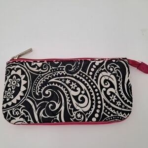 Studio C Stylish Black and White Paisley Women's Fabric Wallet All Around Zipper